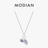 MODIAN 925 Sterling Silver The Hand of Fatima Eyes Sparkle Clear Zircon Pendant Necklace Lucky Neck Chain For Women Fine Jewelry