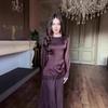 European and American Spring New Retro Luxury Elegant Long-sleeved Long Dress Simple Dress