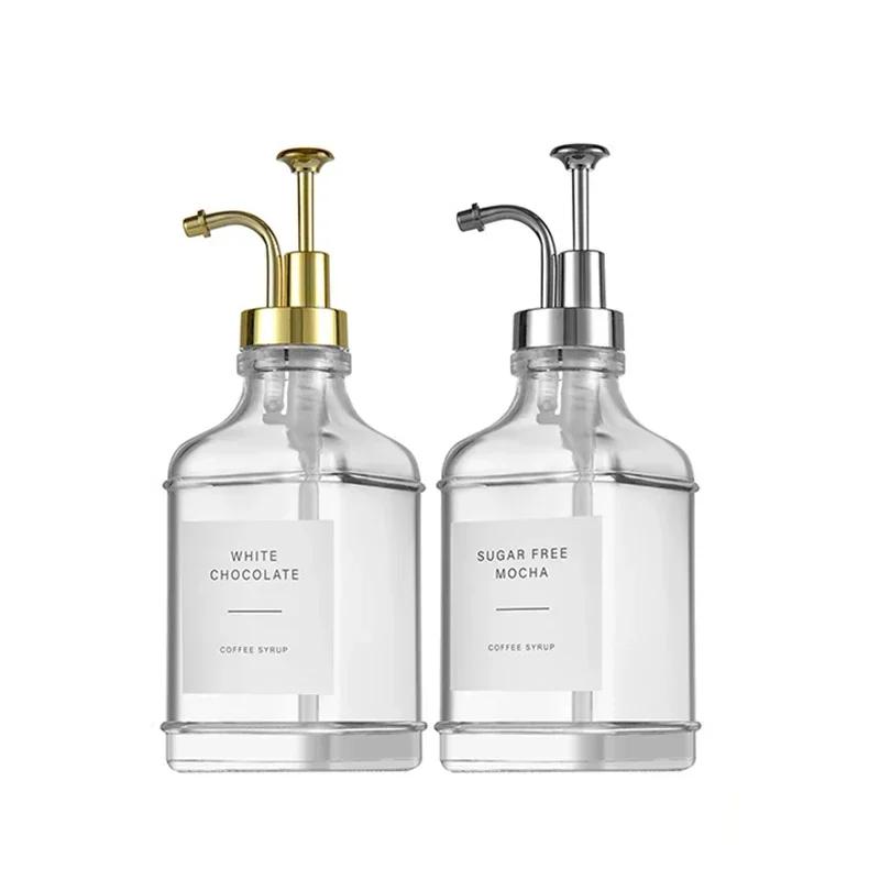 Soap Pump Dispenser Glass Bottle Bathroom Soap Container Square Shampoo Lotion Container Glass Bottles with Pumps 500ml