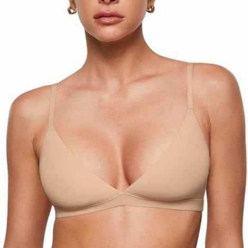 European Seamless Deep V Bra for Women Gathered Side Bust Coverage Anti-Sagging Daily Comfort Intimates