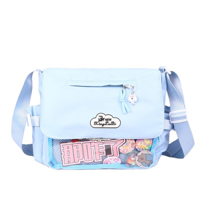 Cute college style girl tote messenger bag Japanese ins simple large capacity shoulder bag transparent female pain bag