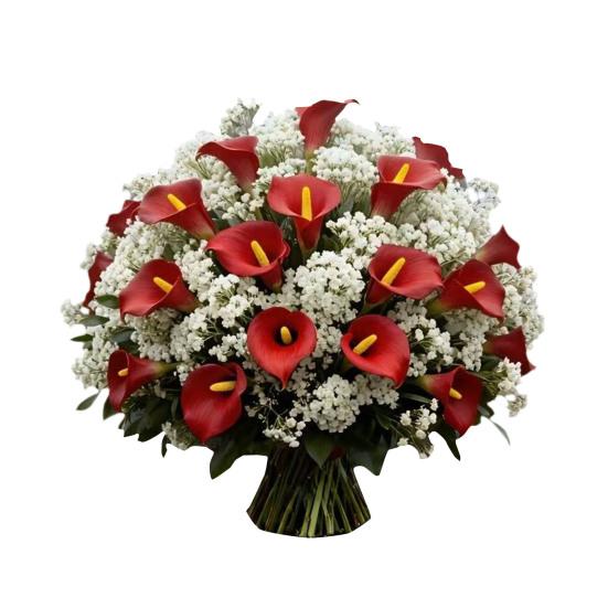 Calla Lily Artificial Flower Bouquet Mixed Calla Lily Baby's Breath Tulip