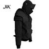 Hoodie Solid Color Front Pocket Pullover Medieval Style Face Cover Hooded Men Sweatshirt Halloween Clothing