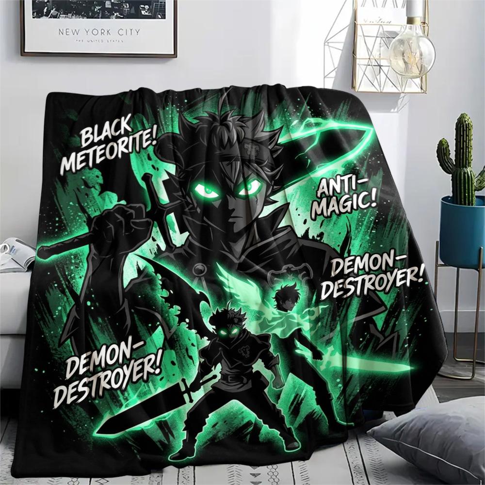 1PC Black Clover Patterned Flannel Blanket Suitable For All Seasons For Home Decor Warmth And Comfort Gifts Holiday Present