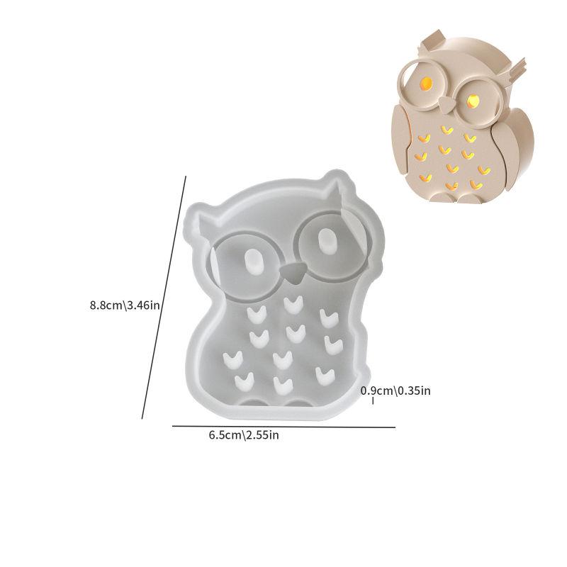 

Creative Hollow 3D Owl Lamp Shade Silicone Mold Candle Cup Molds Atmosphere Lights Gypsum Epoxy Resin Concrete Molds Ornament