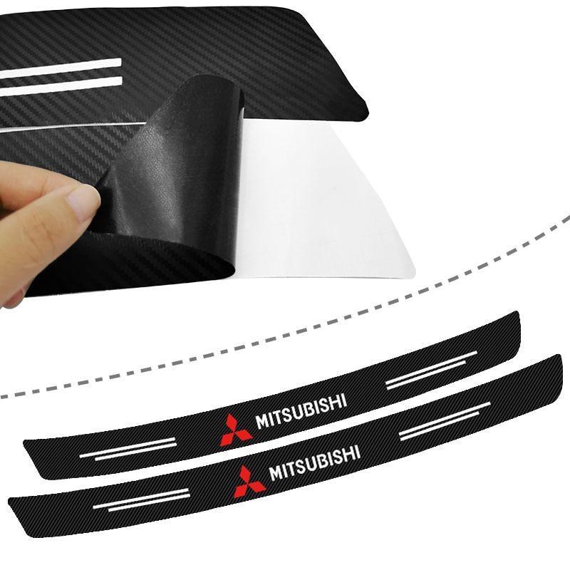 Carbon Fiber Car Rear Bumper Trunk Guard Protected Sticker For Mitsubishi Lancer Ralliart 10 3 9 EX Outlander 3 ASX L200 Accessories
