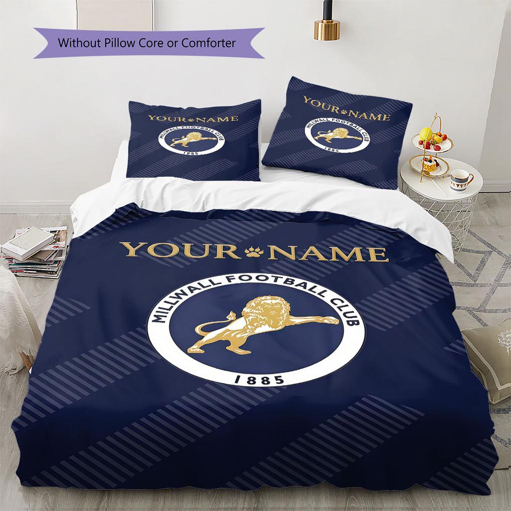 Custom Name,Millwall Pattern Bedding Home Decoration Birthday Gift ( 1 duvet cover + 2 pillowcase, without core),fan merchandise.