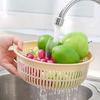 Vegetable Washing Basin, Plastic Double-layer Drain Basket, Rice Washer, Vegetable Washing Basin, Kitchen Fruit Washing Dish