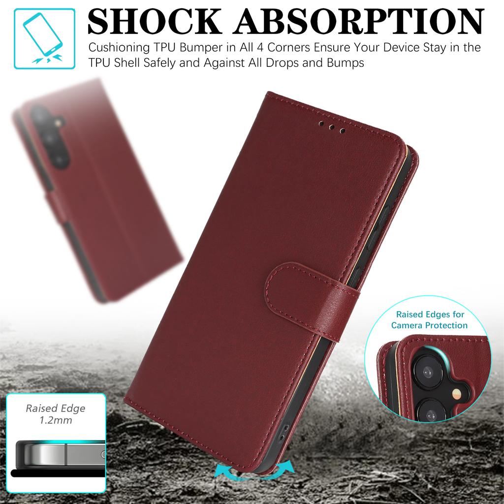 For Samsung Galaxy A25 5G (Global) (161.0mm) Case RFID Blocking Flip Leather Phone Cover with Wrist Strap