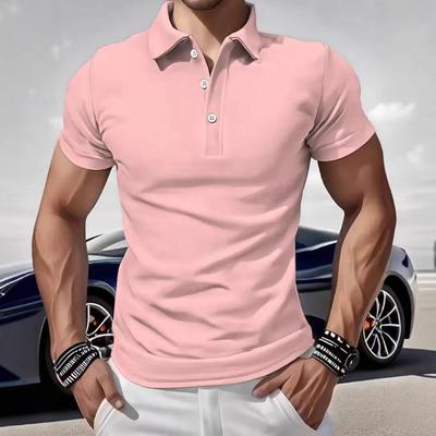 New Fashion Casual Polo Shirt Men's Casual Solid Color Button Tees Short Sleeve Tops