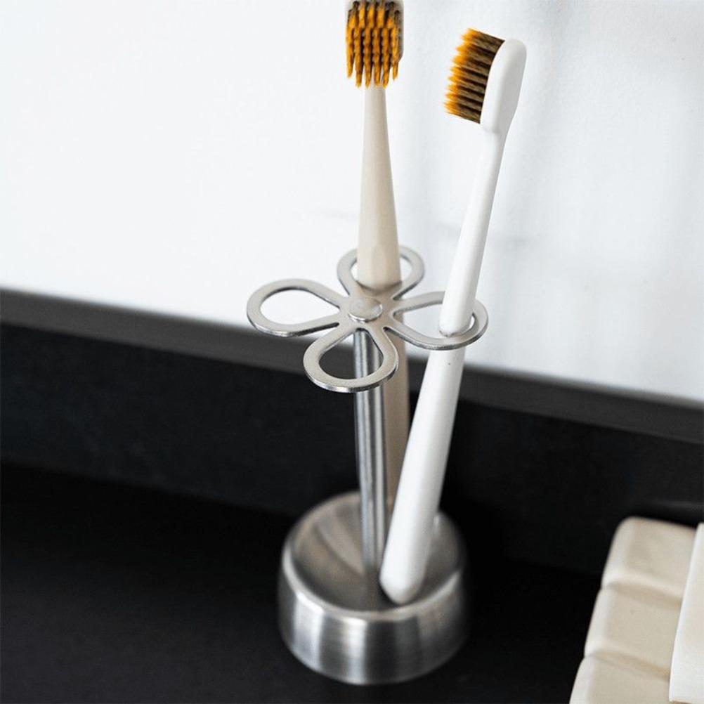 Kreativer Edelstahl-Zahnbürstenhalter Glücksklee-Zahnbürstenhalter Arbeitsplatten-Aufbewahrungsregal Badezimmerzubehör