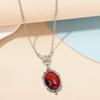 Gothic Blood Red Quartz Charm Halskette Oval Anhänger Halskette für Frauen Halloween Vampir geprägt Hexe Schmuck Vintage Halsreifen
