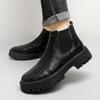 Mode 38-45 Herbst und Winter Herrenstiefel Schwarz Ein Fuß Dicke Sohle Verschleißfest und Höhenvergrößernd Modemarke Chelsea Boots