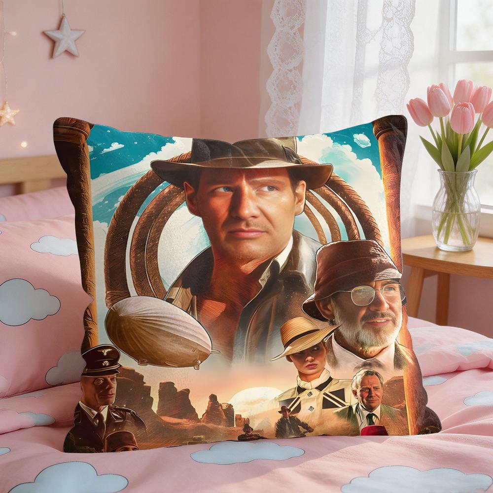 Movie IIndiana JJones Cushion Cover Square Short Plush Pillow Case Living Room Sofa Home Decor Funda X