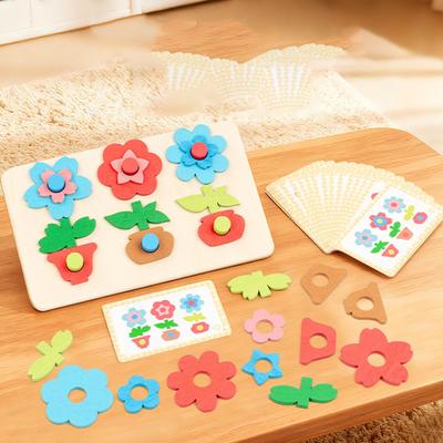 Flower Pot Sort and Match Shape Matching Sensory Toys Wooden Color Sorting Toy for Girls Kids Boys 2