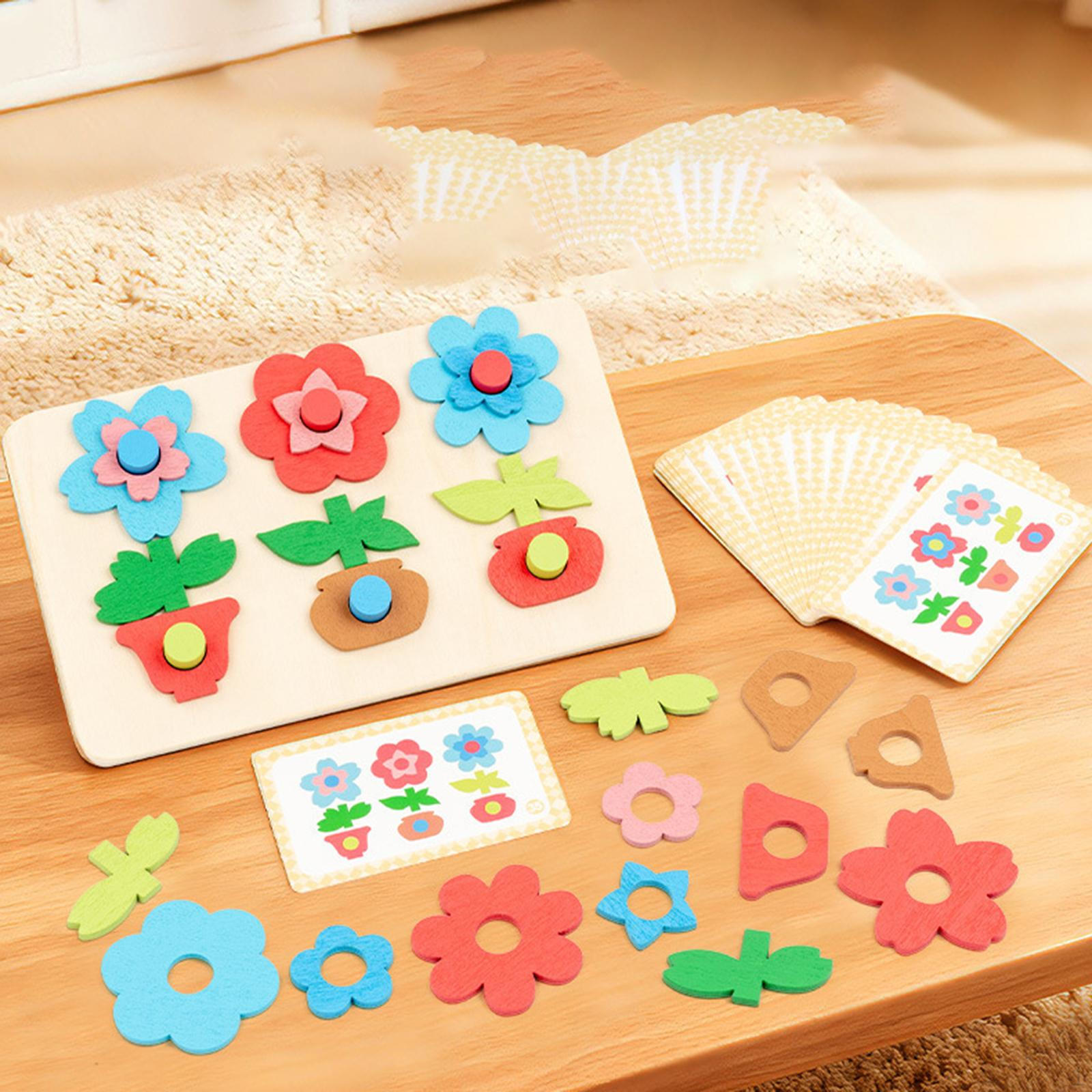 

Flower Pot Sort and Match Shape Matching Sensory Toys Wooden Color Sorting Toy for Girls Kids Boys 2