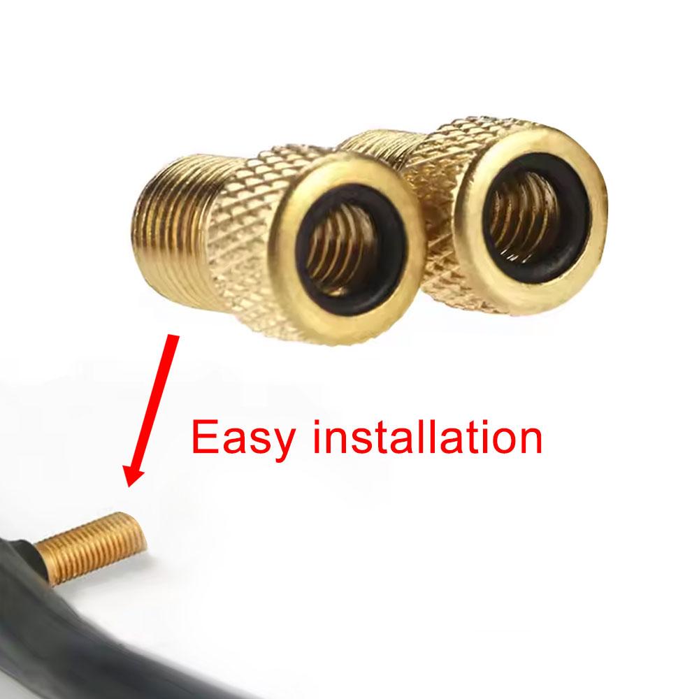 2x Bicycle Presta To American Adapter Bike Tire Valve Adapter Copper Bicycle Pump Tire Valve Connector F/V To A/V Converter