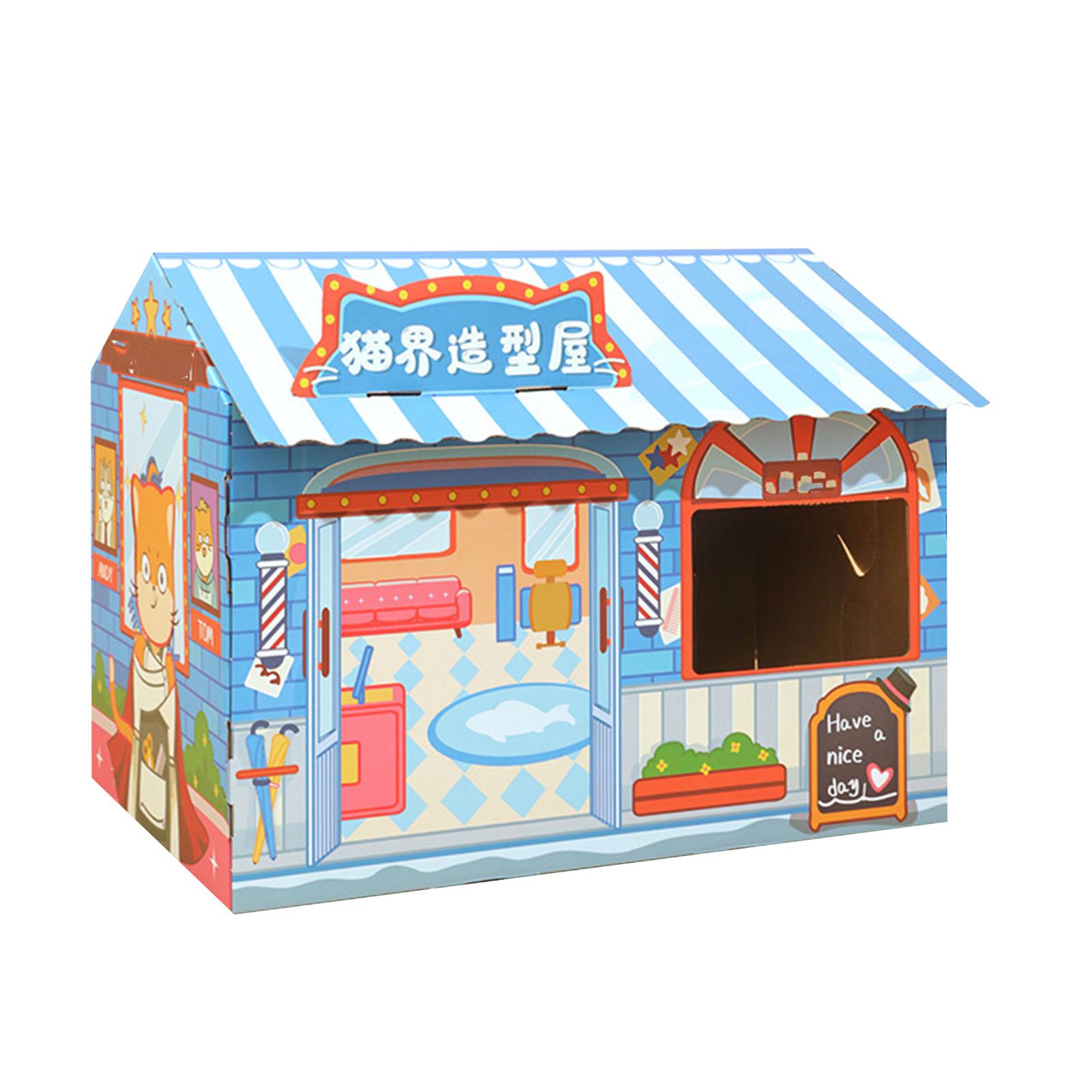 Outsideworld Cat House Scratching Card Fun Large Space Lovely Claw Grinding Corrugate Scratchers Cat Cave Box Salon Design