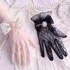 Lolita Mesh Bow Flower Lace Gloves Black White Lace Gloves Lolita Lace Sleeves Cosplay Jewelry