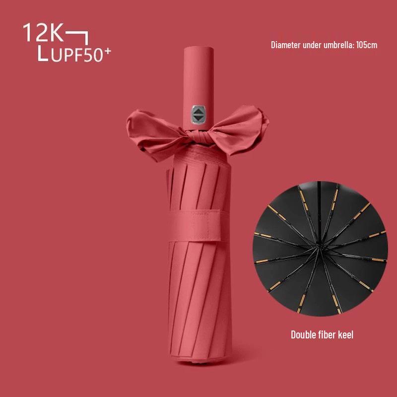 Custom Logo Folding Umbrella with UV Protection - Black Glue Sun & Rain Shield