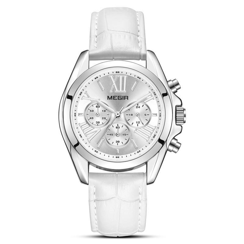 Watch Ladies, Fashion Multifunctional Calendar Chronograph Leather Girls Quartz Watch 2114