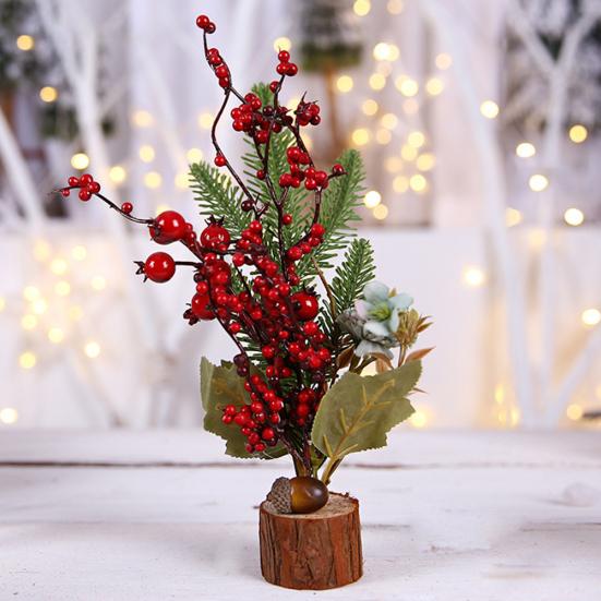 Urlaub Fake Tree Branch Berry Flower Christmas Showcase Ornament Desktop Decor