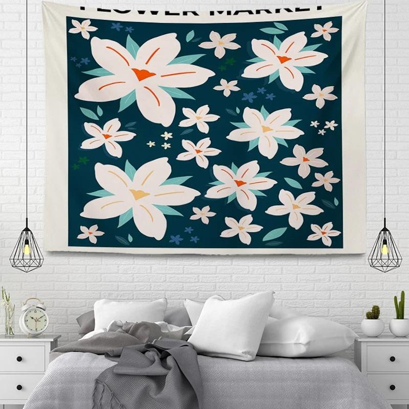 Office Living Room Tapestry Simple Flower Cartoon Hanging Cloth Home Wall Decoration Tapestry