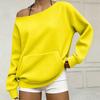 Felpa da Donna a Spalle Scoperte in Maglia a Manica Lunga con Tasche - Vestibilità Larga Colore Casual