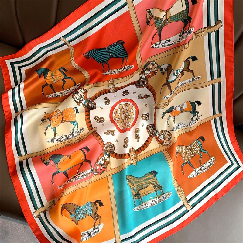 Nový 70*70cm Hodvábny Saténový Šatka na Vlasy Dámska Vreckovka S Potlačou Štvorcová Čelenka Bandana Malý Nákrčník Hidžáb Dáma Dievča