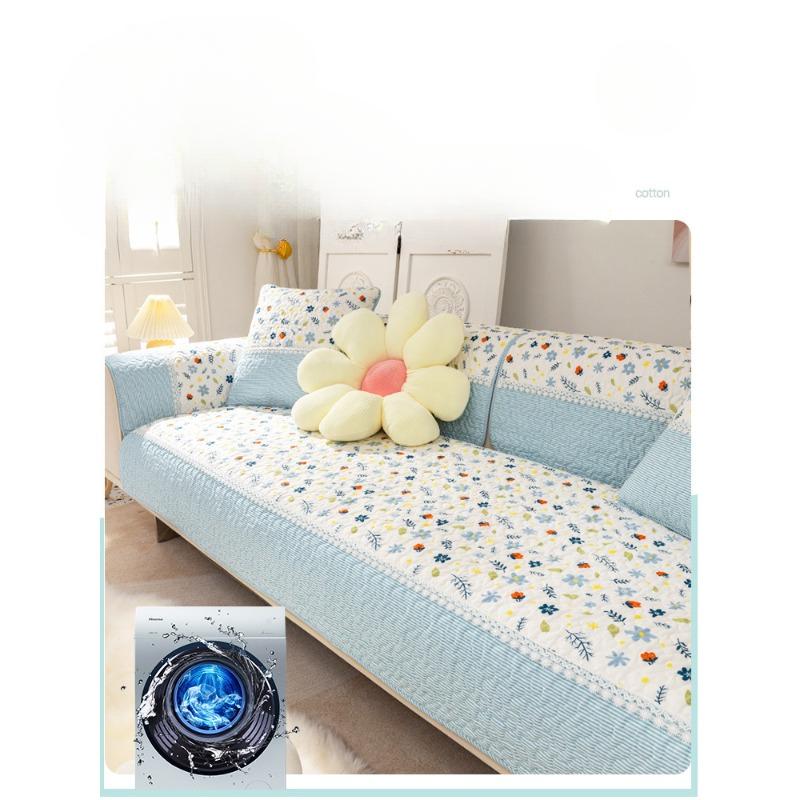 Sofakissen, klein, Blumenmuster, Baumwolle, Sommer, rutschfest, modisch, pastoraler Stil, Massivholz, Stoff, Sitzkissenbezug, Handtuch, vier Jahreszeiten, universell