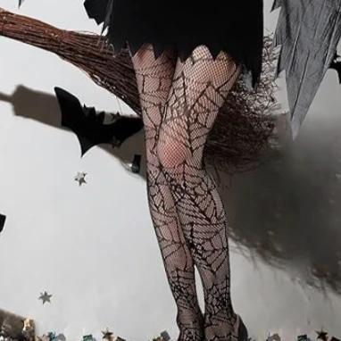 Damenstrumpfhosen Damen Schwarz Hoher Bund Strumpfhosen Halloween Bodystockings Netzstrumpfwaren Weihnachtsbekleidung Damen Sexy Strumpfhosen