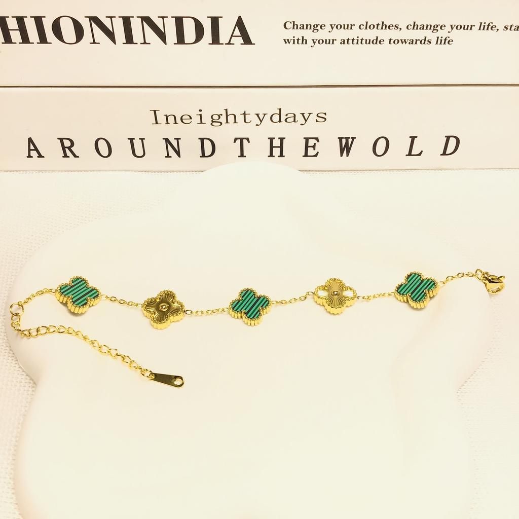 Bransoletka 13mm Czterolistna Koniczyna Pięć Kwiatów 18K Modna Wysokiej Klasy Bransoletka Damska