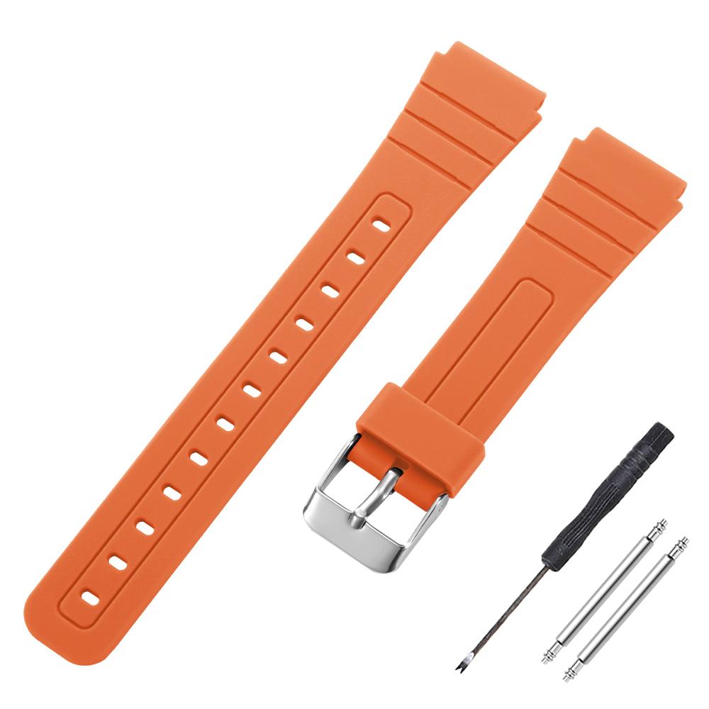 18mm Silikonový řemínek na hodinky pro Casio F91W W-800H SGW400 F91W F84 F105/108 A158/168 AE1200/1300 Náramek na hodinky Měkké pánské náramky na zápěstí
