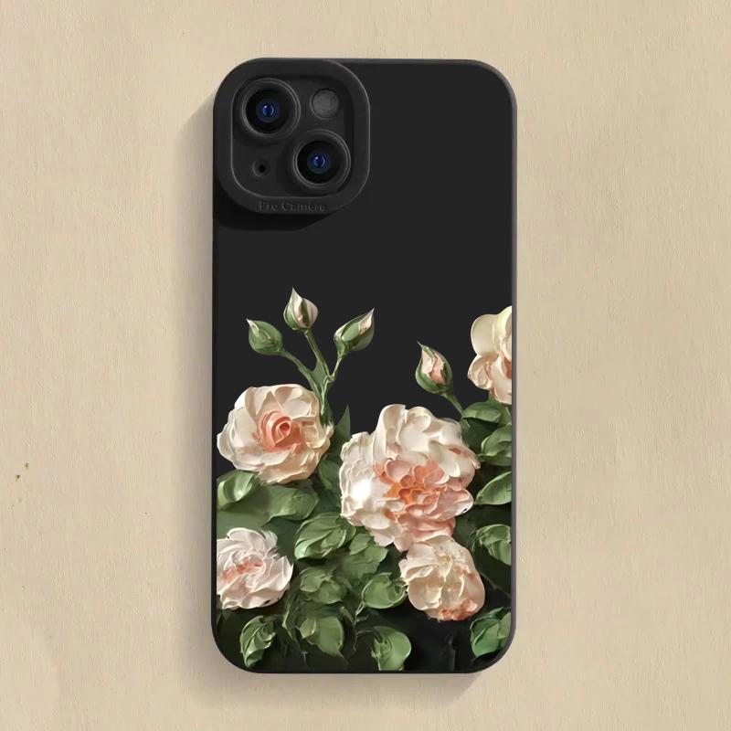 Rose Flower Phone Case For iPhone 16 Pro Max Case For iPhone 11 13 12 15 14 Pro Max 7 8 Plus XS X Soft Silicone Shockproof Cover