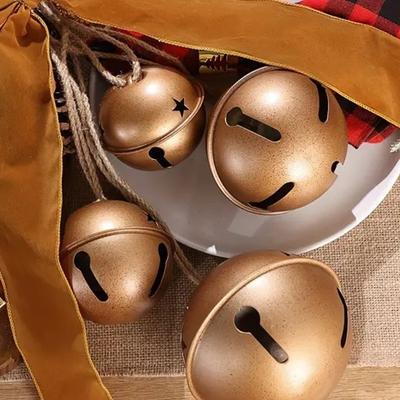 Christmas Bells Ornament Rustproof Metal Bells Hanging Decoration for Christmas Tree Door Mantel Party Centerpieces