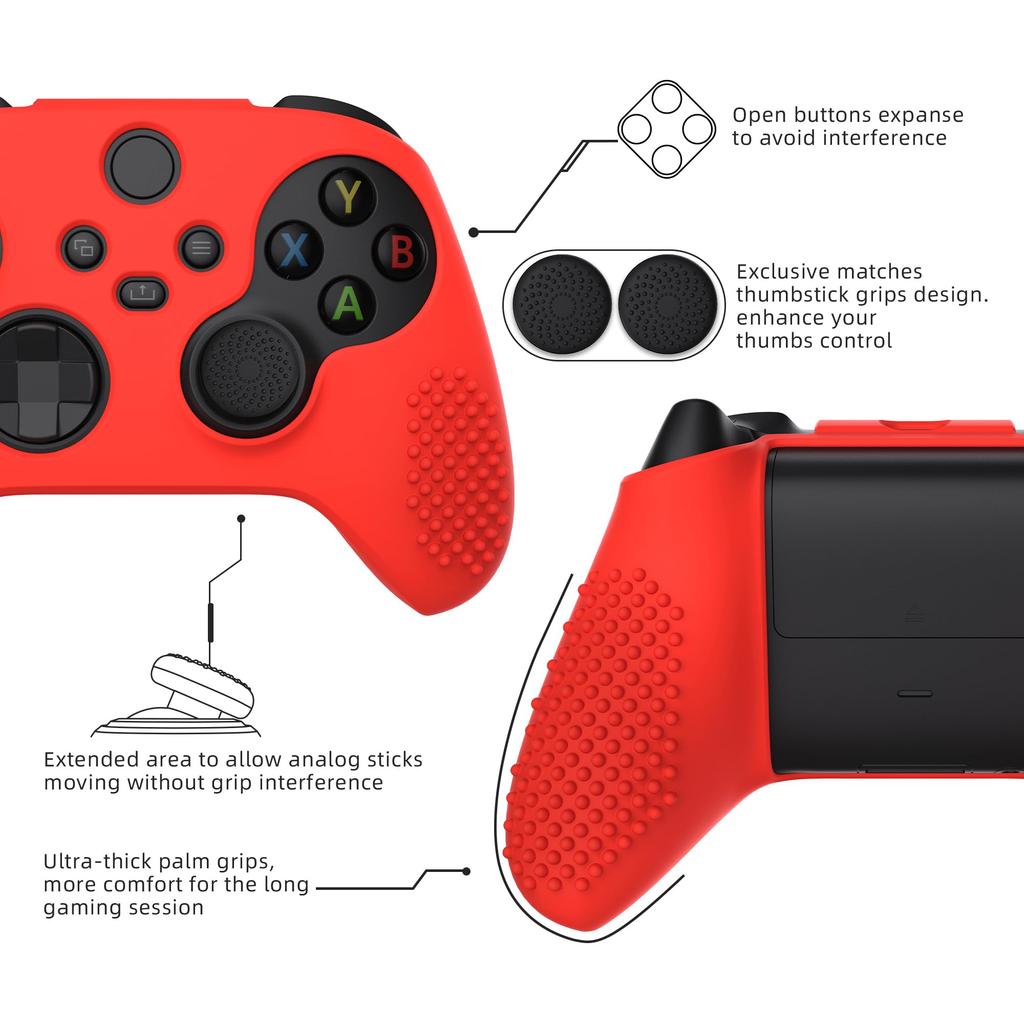 eXtremeRate PlayVital 3D Studded Xbox Series Controller Silicone Cover Skin with 6 Black Thumb Grip Soft Rubber Case Protector for Xbox Core Wireless