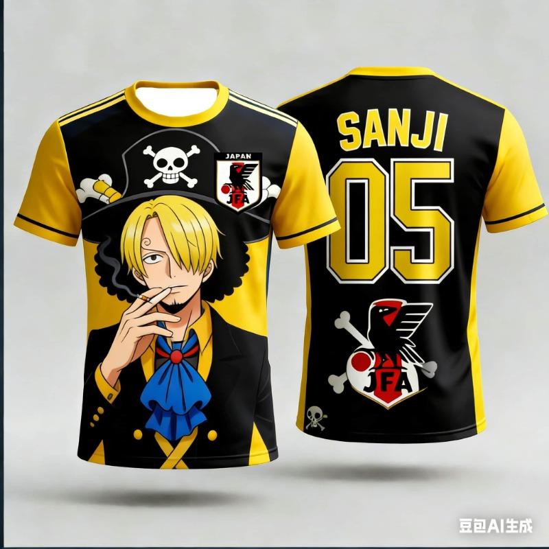 Japan One Piece Luffy Football Jersey Men T-shirt Football Special Jersey Adult Men's T-shirt