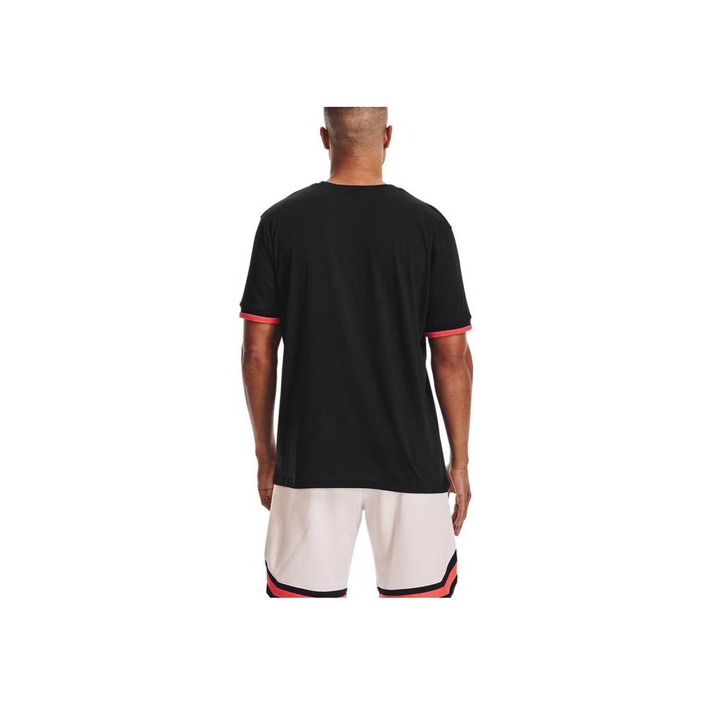 Under Armour Logo Print Round Neck Training Loose Fit Short Sleeve T-Shirt Men Tops Black 1361665-001
