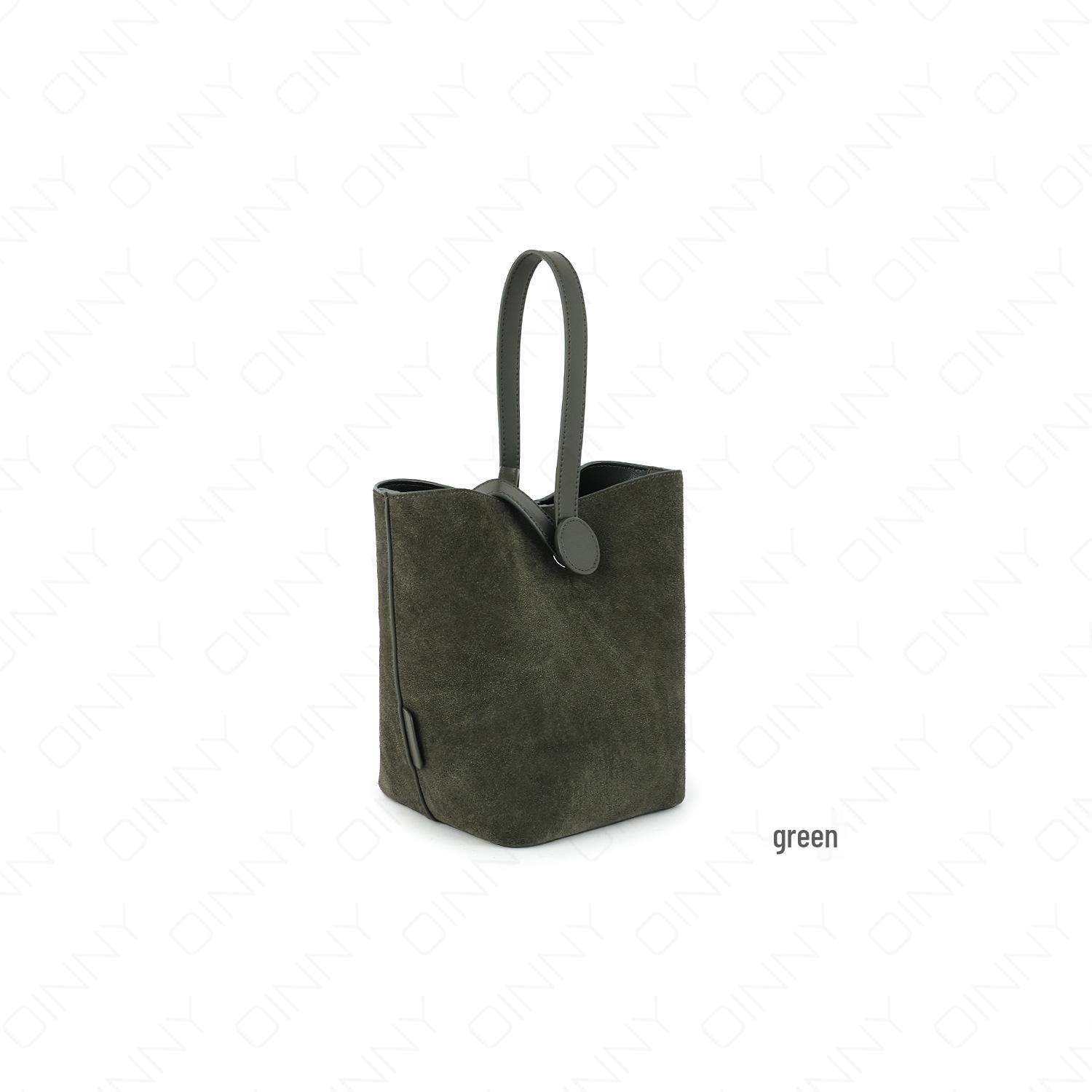 

High-End Retro Suede Bucket Bag for Women - Versatile, Large Capacity for Autumn/Winter Commutes зелений
