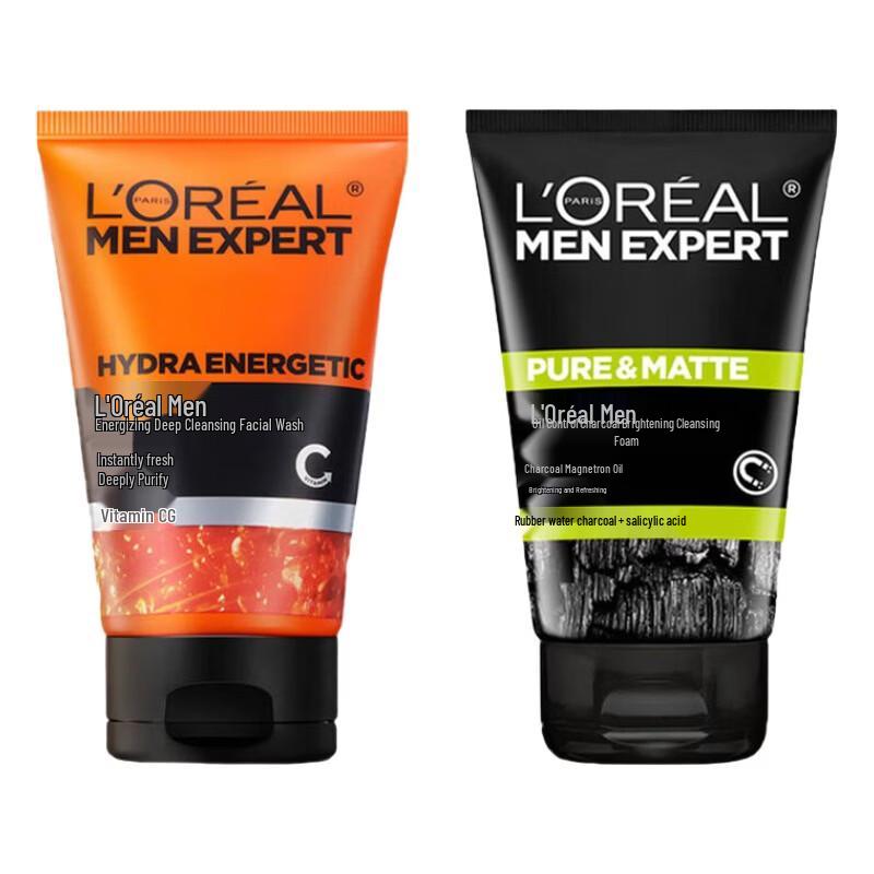L'Oréal Men Expert Gesichtswaschgel 2er-Pack (Tiefenreinigung & Kohle-Aufhellung)