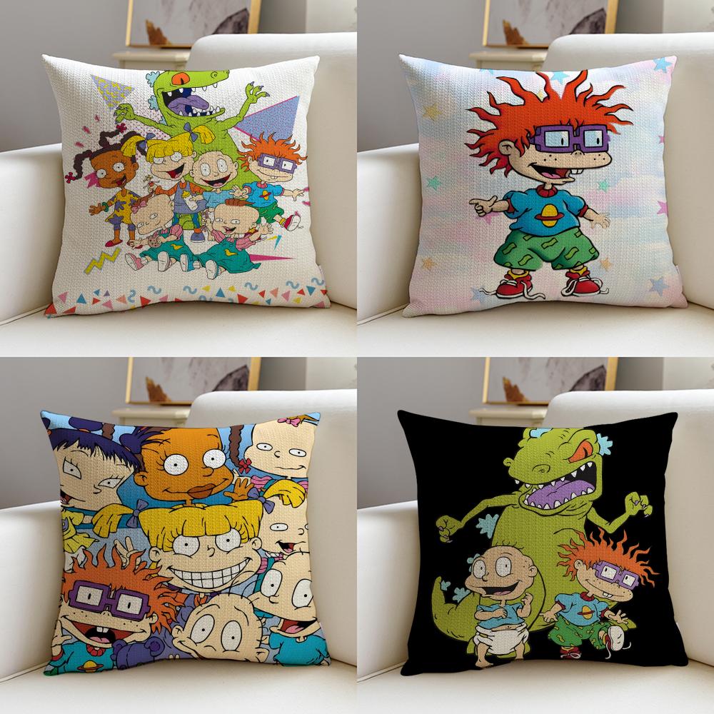 Nostalgic RRugratsS Cushion Cover Breathable and skinfriendly linen pillowcase square removable and washable cushion