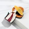 Fashion Acrylic Graceful Hat Lady Figure Brooches for Women Trendy Cartoon Girl Badge Pin Jewelry Clothes Accessories Gift