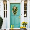 Spring Wreath Artificial Flower Wreath with Bowknot for Front Door Garden Window Outdoor Wedding Decorations