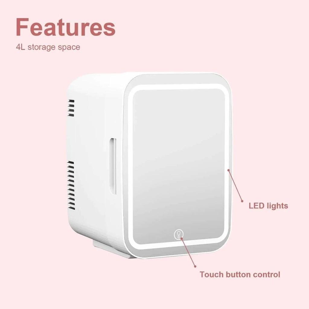 4L AC/DC Heating And Cooling Refrigerator Beauty Makeup Skincare Refrigerator Multifunctional Car Mini Mirror Fridge