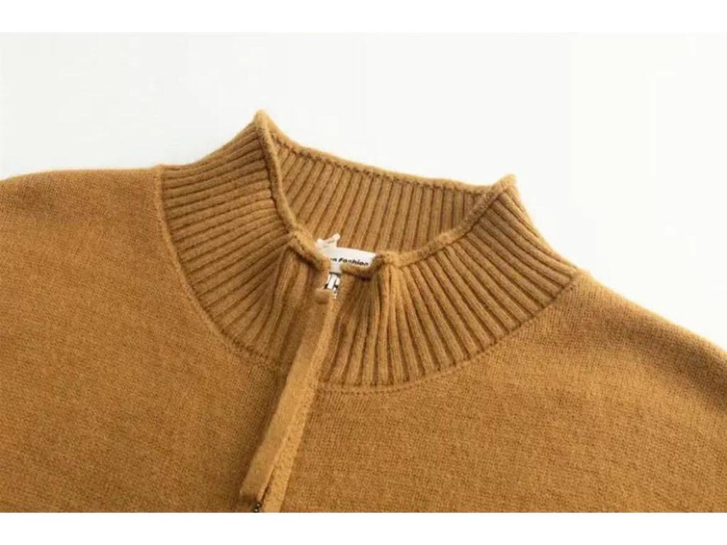 Men's 2025 Stand Collar Knit Cardigan Sweater - Casual, Loose Fit, Trendy Outerwear for Spring, Autumn, and Winter.