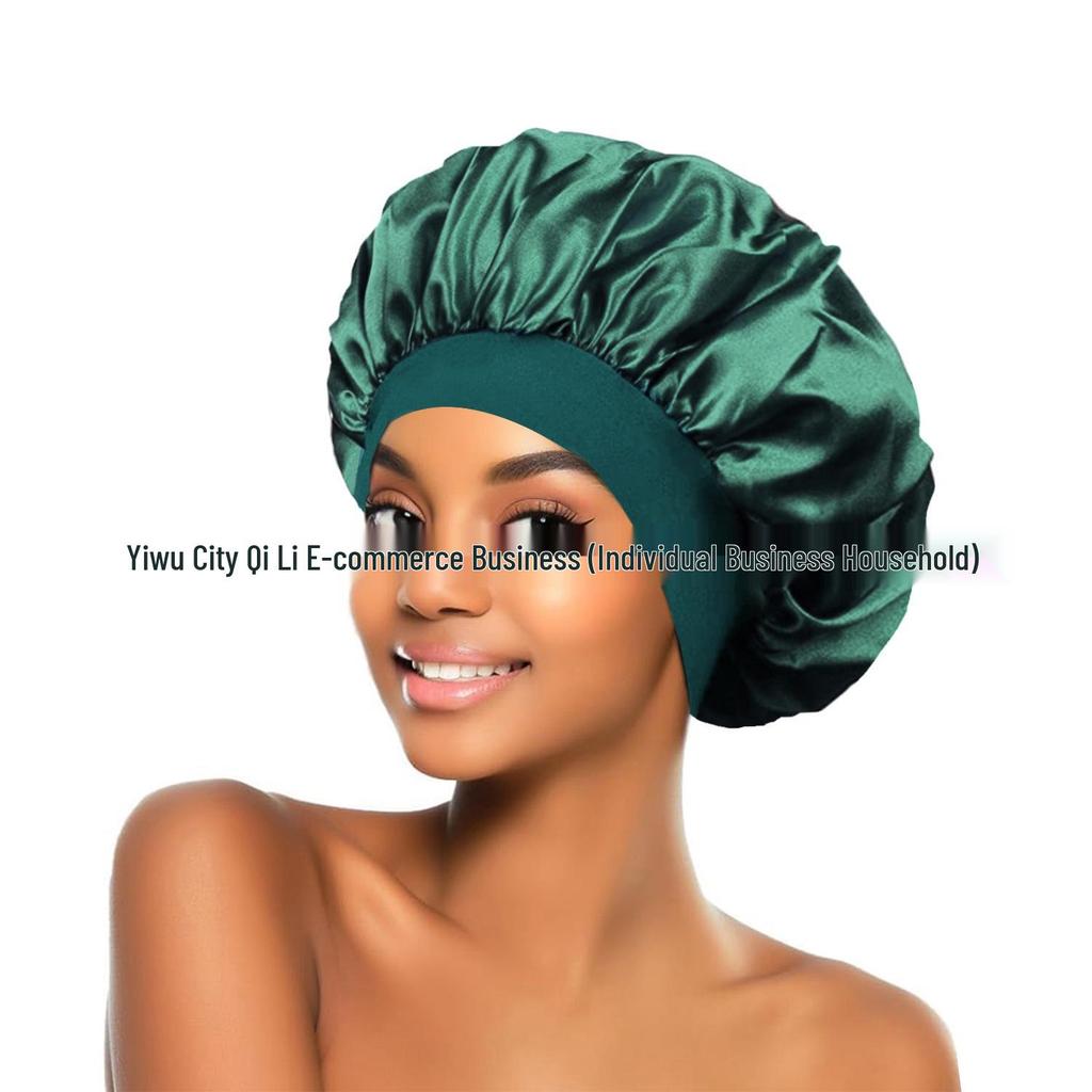 Women's Satin Wide-Brim Nightcap for Hair Care & Styling