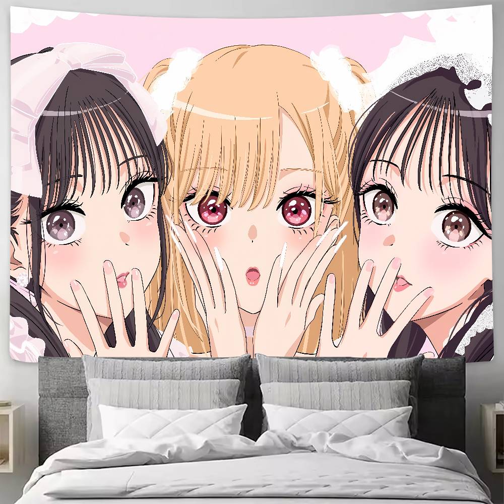 Large Kawaii Pretty Girl Marin Kitagawa Tapestry Wall Hanging Wall Rugs Dorm Decor Blanket Camping Decoration Tapestry