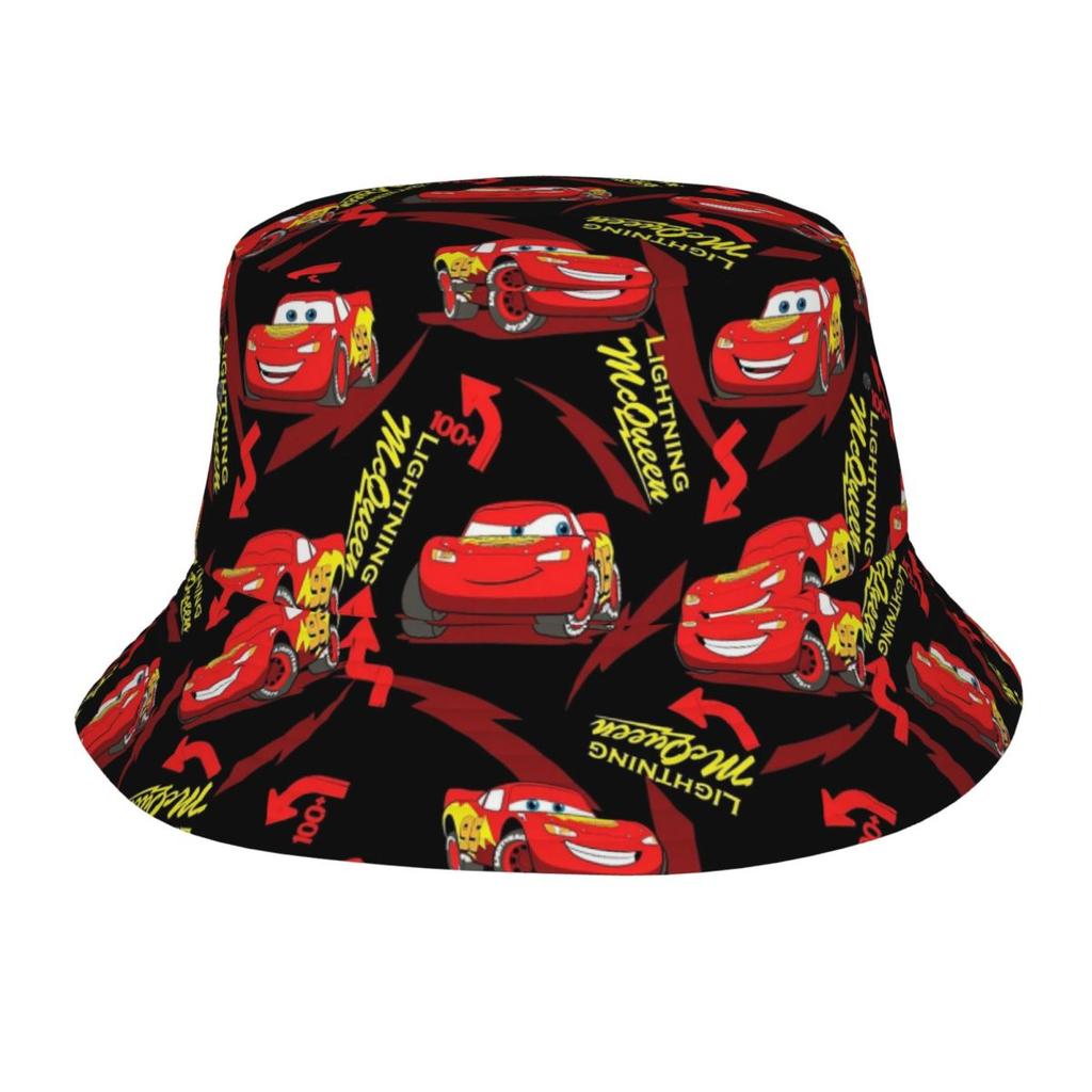 Custom Lightning McQueen Cars Bucket Hat for Unisex Women Printed Cartoon Summer Travel Beach Outdoor Camping Cap