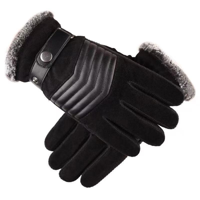 Mens Winter Leather Gloves Motorcycle Cycling Outdoor Warm Thick Lined Pigskin Touchscreen Compatible