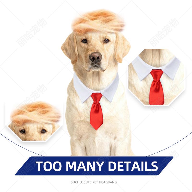 Funny Pet Dog Wig & Tie Set for Festival Cosplay